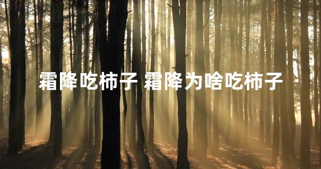 霜降吃柿子 霜降为啥吃柿子